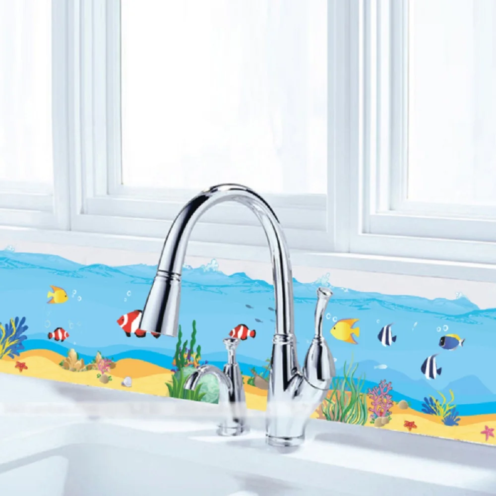 

Underwater World Cartoon Fish Skirting Wall Sticker Kids Room kitchen Bathroom Decoration Pvc Wall Decal Diy Mural Art