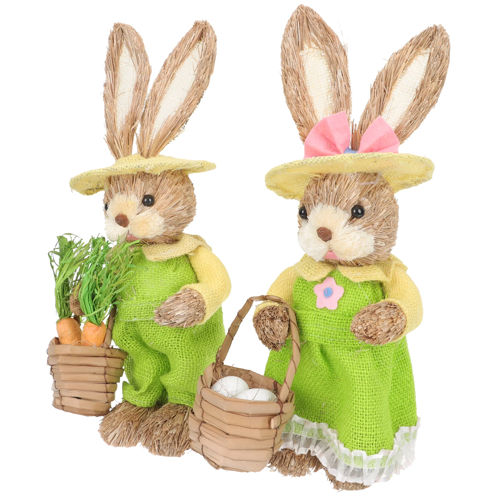 

Bunny Easter Rabbit Straw Figurine Decor Statue Woven Garden Ornament Standing Decoration Figurines Statues Sculpture Sisal