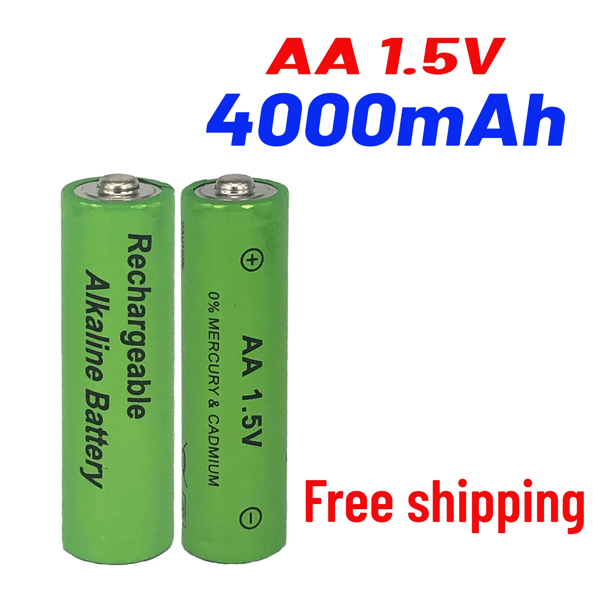 

4pcs Brand AA Rechargeable Battery 4000mah 1.5V New Alkaline Rechargeable Batery for Led Light Toy Mp3 + Free Shipping