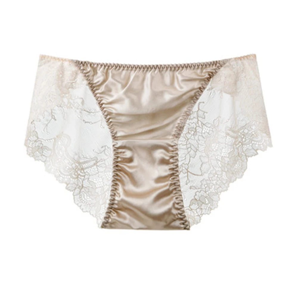 

Underwear Womens Lace Panties M~ 2XL Ruffle Thongs Briefs 100% Silk Bikinis Underwear Lace Panties Low-waisted