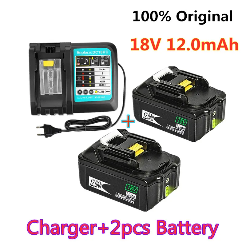 

18V1 2 Ач перезаряжаемая батарея 12000 мА/ч литий-ионная батарея сменная батарея питания для MAKITA BL1880 BL1860 BL1830 батарея + 3A зарядное устройство