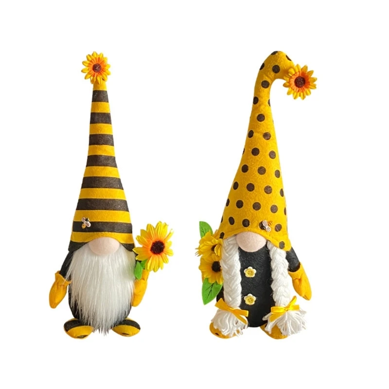 

Bumble-Bee Gnomes Decorations Sunflower Scandinavian Tomtes Swedish Nisse for Summer Kitchen Tiered Tray Ornaments