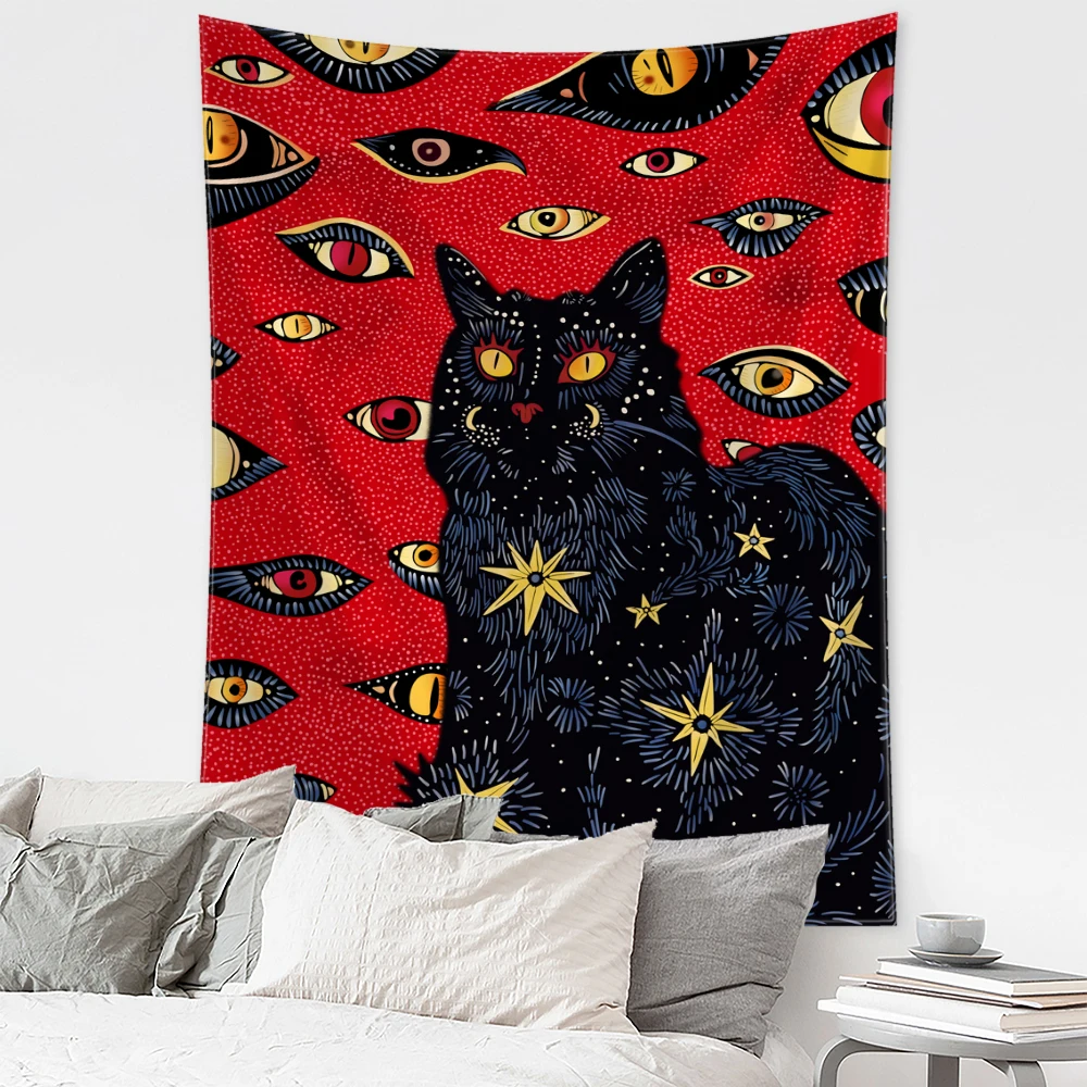 

Кошачий ковер, гобелен с принтом, ведьмахство, хиппи, ТАПИС, настенная подвеска, богемный стиль, мандала, искусство, эстетический Декор для к...