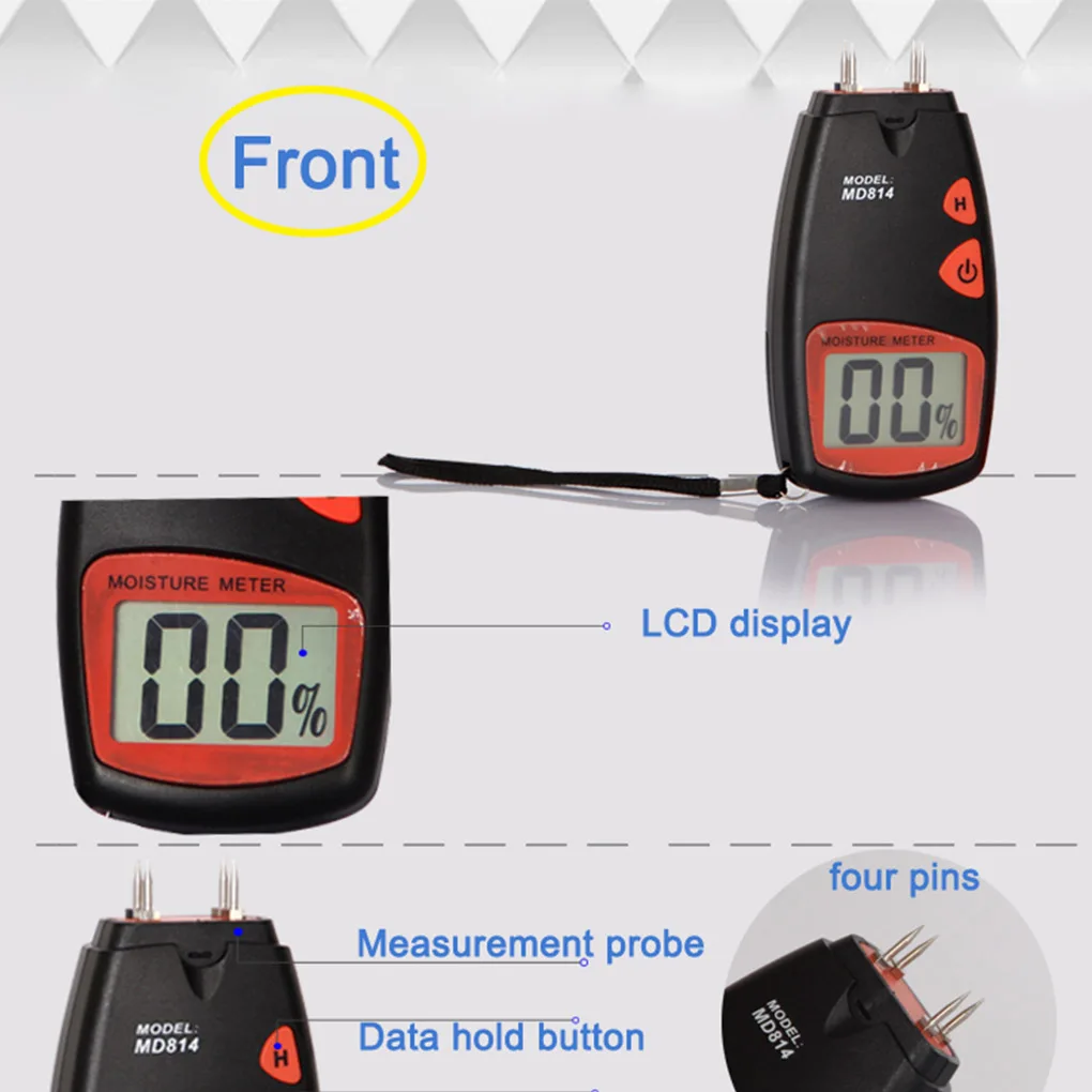 

Wood Block Log Moisture Tester Portable Digital LCD Display Wood Humidity Measuring Device Battery Included