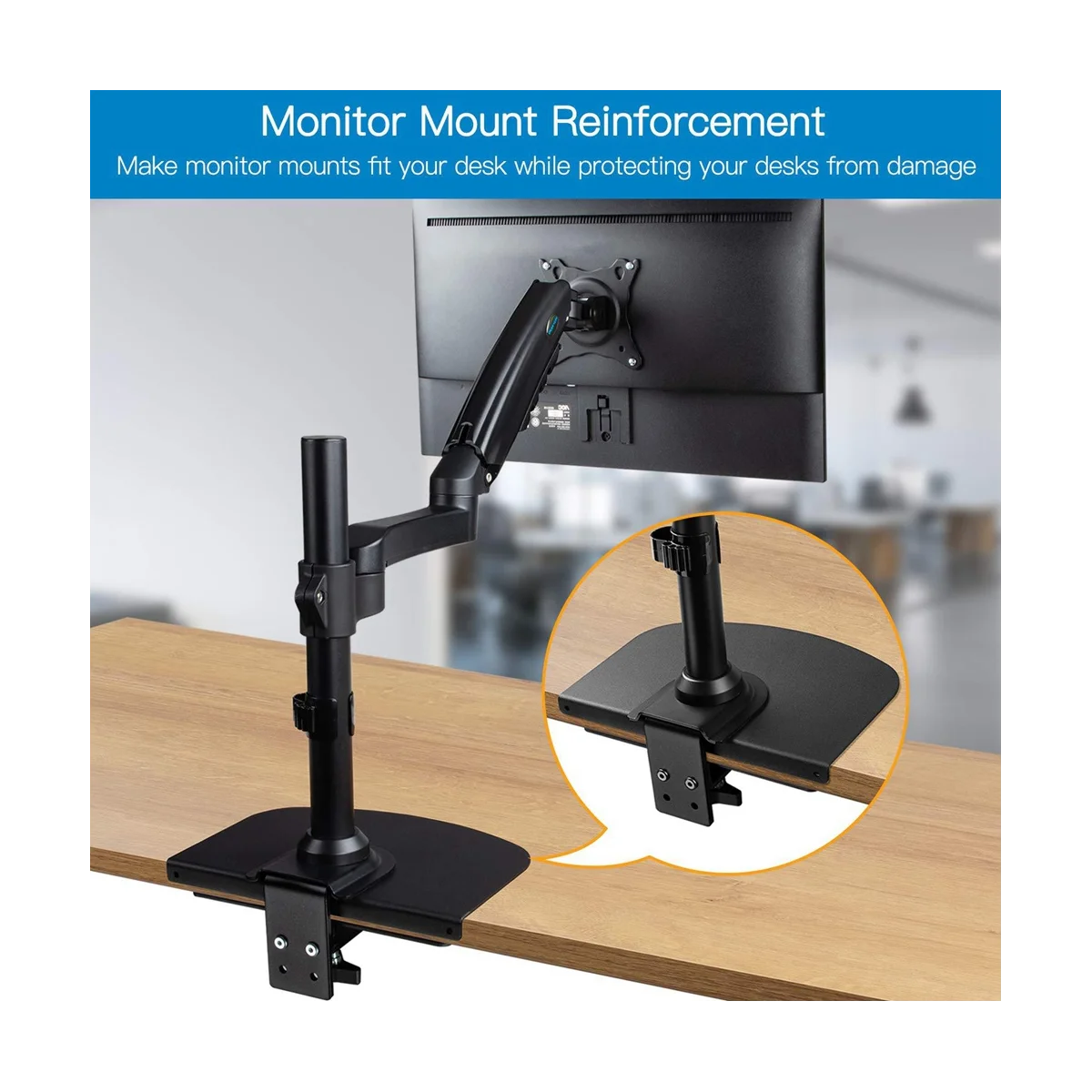 

Monitor Arm Reinforcement Plate Set Steel Bracket Plate for Thin,Glass and Other Fragile Tabletop Fits for Monitor Stand
