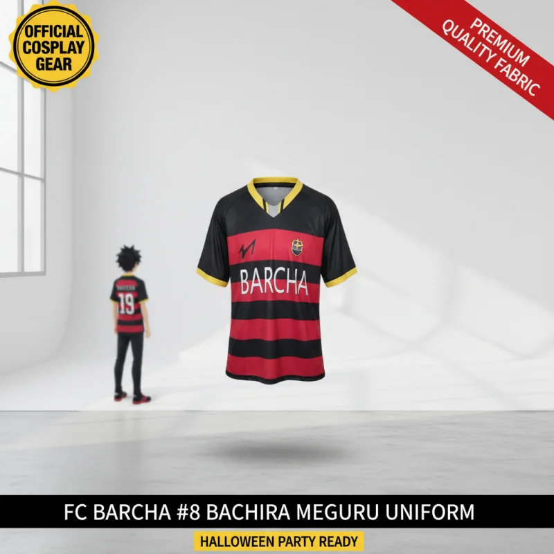 Фото ☆ Костюм для косплея SunlCos Blue Lock Bachira Meguru, футбольная форма FC Barcha # 8 униформ для вечеринки в честь Хэллоуина ☆ №1