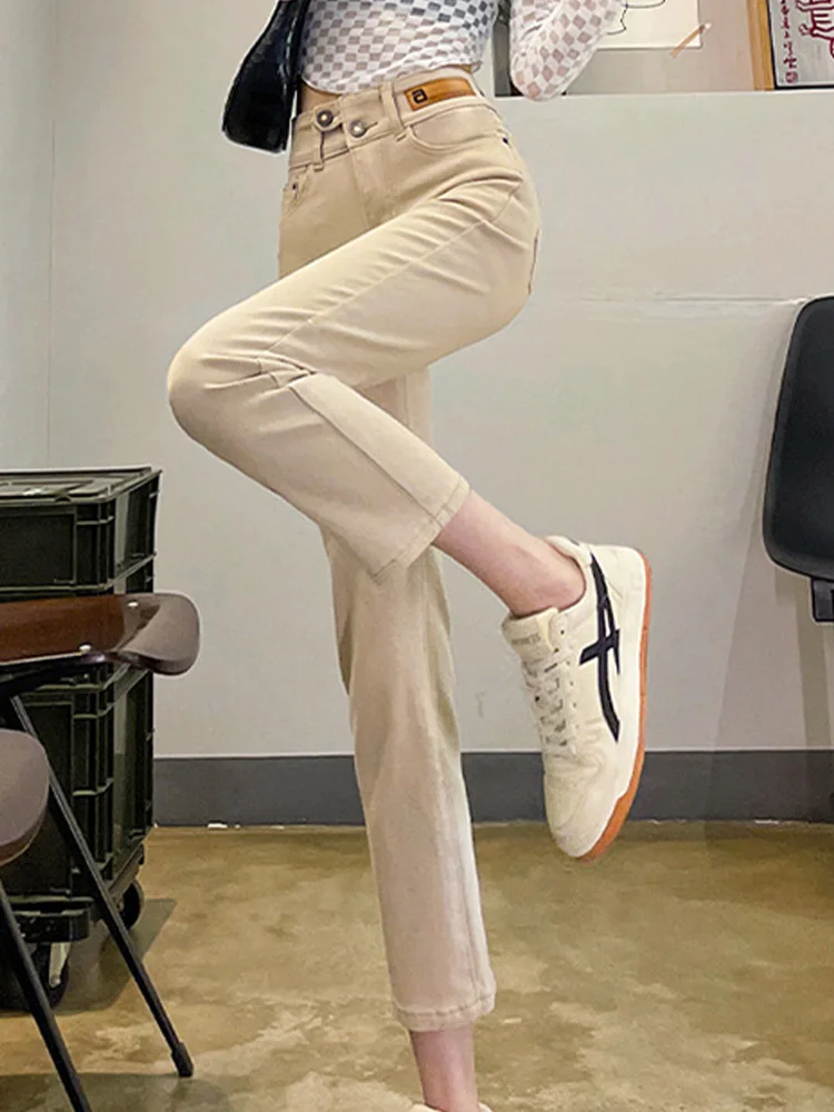 Casual Irregular High-Waisted Jeans And Straight Leg Pants 2023 New Korean Fashion Women'S Clothing