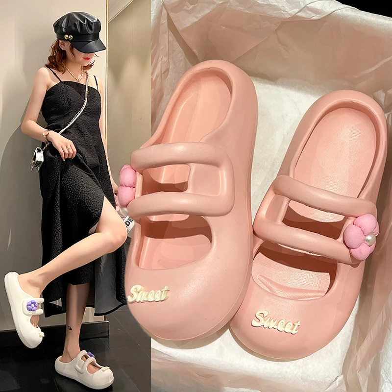 

Female Shoes Med Slippers Flat Platform Slides Fashion 2023 Luxury Soft Scandals Fabric Rome PU Concise Rubber Med Flat Shoes