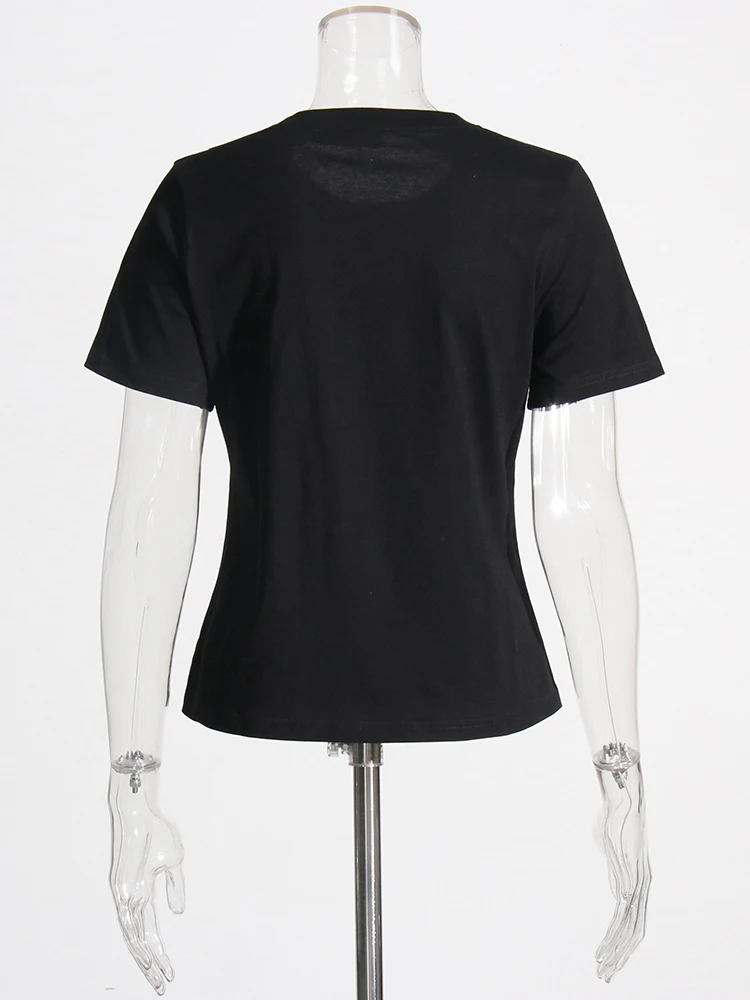 Однотонная Лоскутная Повседневная футболка ROMISS с бантом для женщин