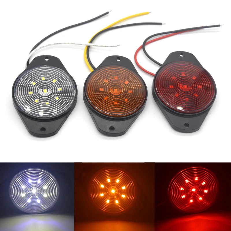 

9 Leds Side Marker Lights Roof Signals Lamps Clearance Indicator Warning Bulbs For Buses Trucks Trailer Lorry
