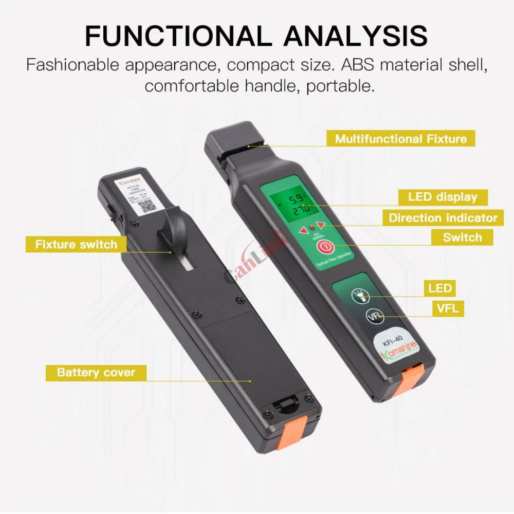 Original KFI-40 Optical Fiber Identifier + VFL + LED Light, OFI Live Fiber Identifier Detector, Optical Power Meter