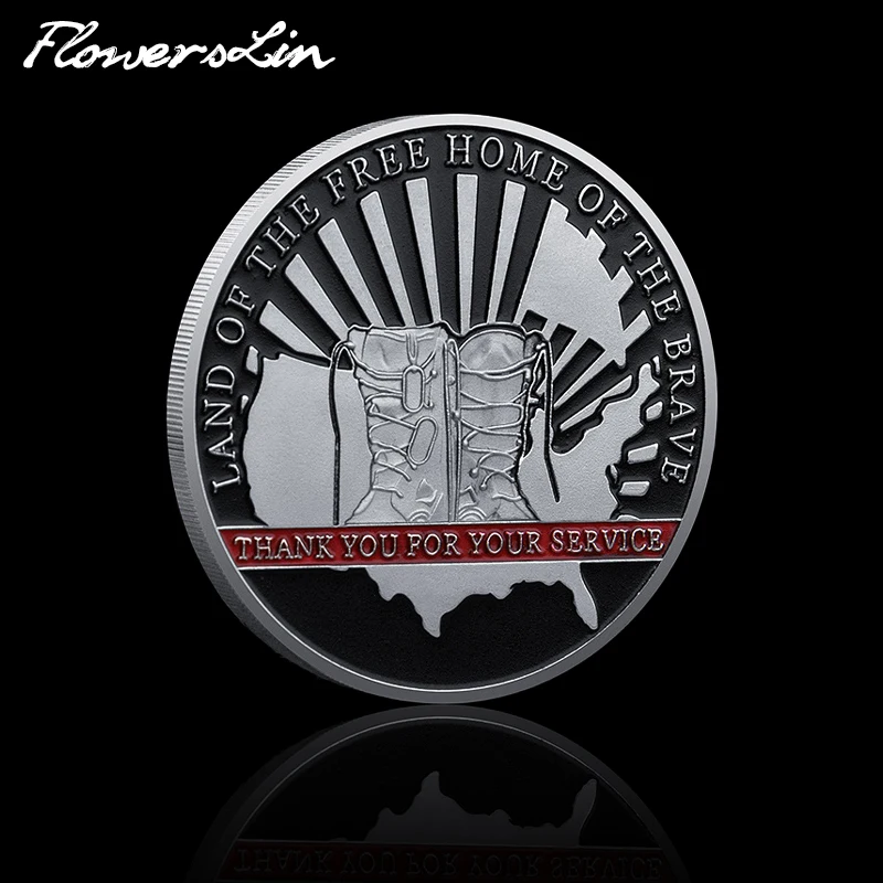 

[FlowersLin] USA Respect Courage Badge Land of the Free Home of the Brave Souvenir Coin US Flag Honor Challenge Coin Collectible