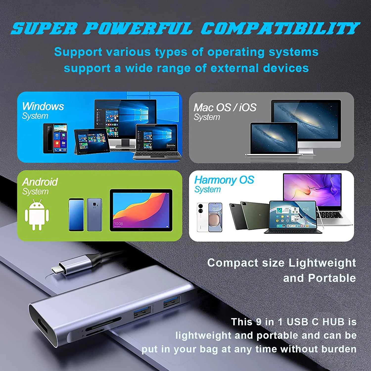 USB-концентратор с 4K HDMI 100 Вт PD 3 USB-C 5 Гбит/с кардридер TF/SD Thunderbolt USBC Hub для MacBook Air/Pro XPS |