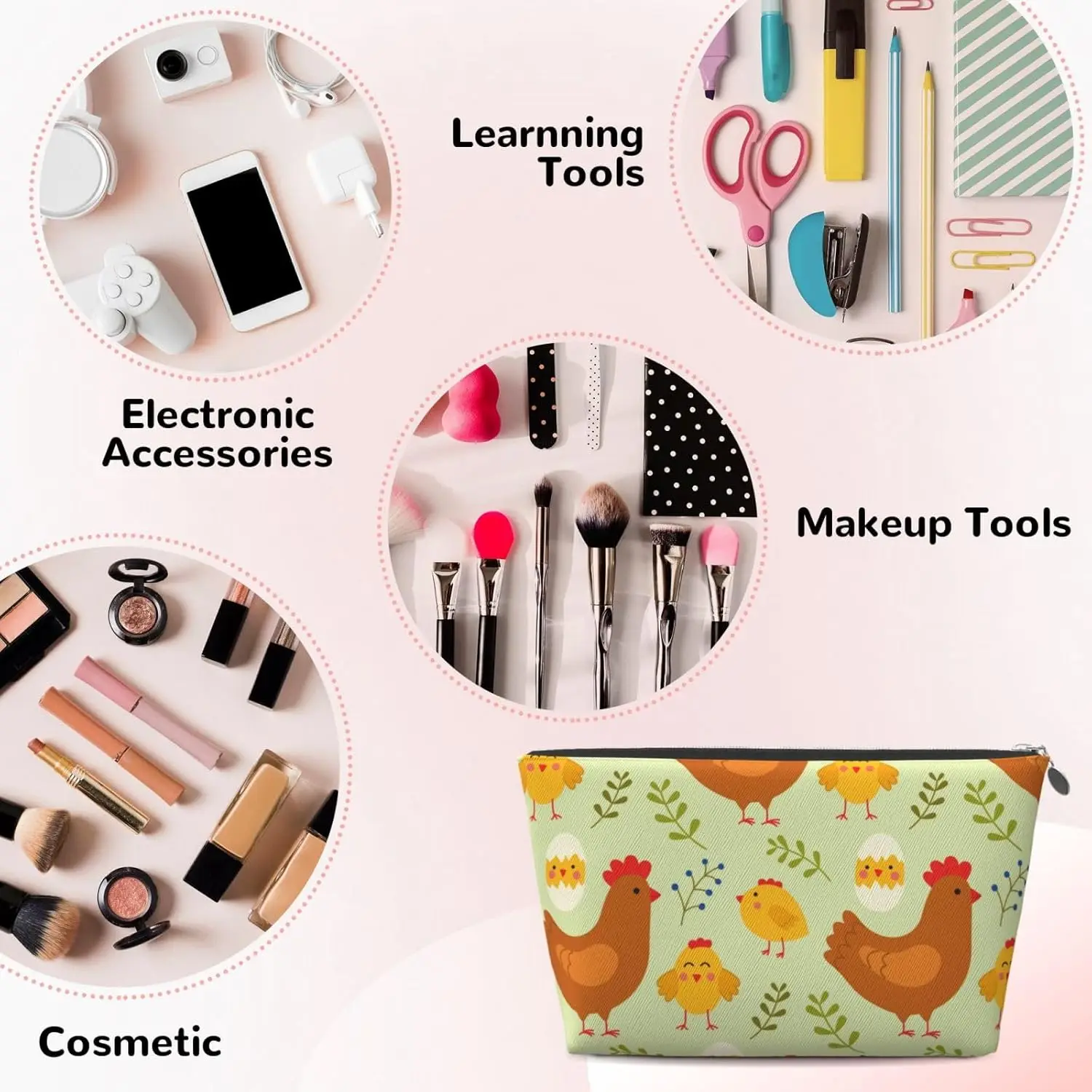 Милая косметичка с курицей и цыплятами женские дорожные туалетные