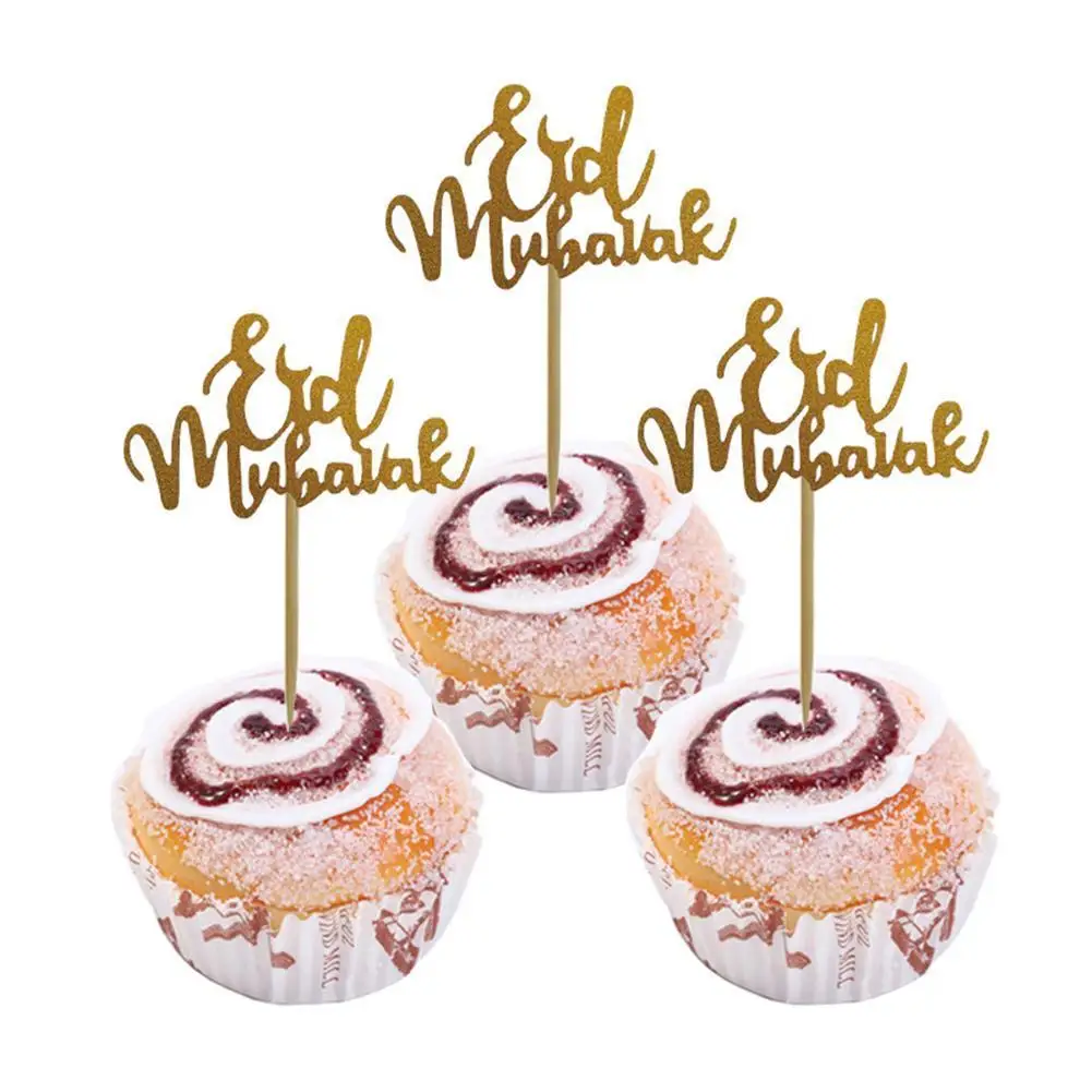 

5pcs Eid Mubarak Glitter Cake Topper Ramadan Islam Party Hajj Cake Decoration