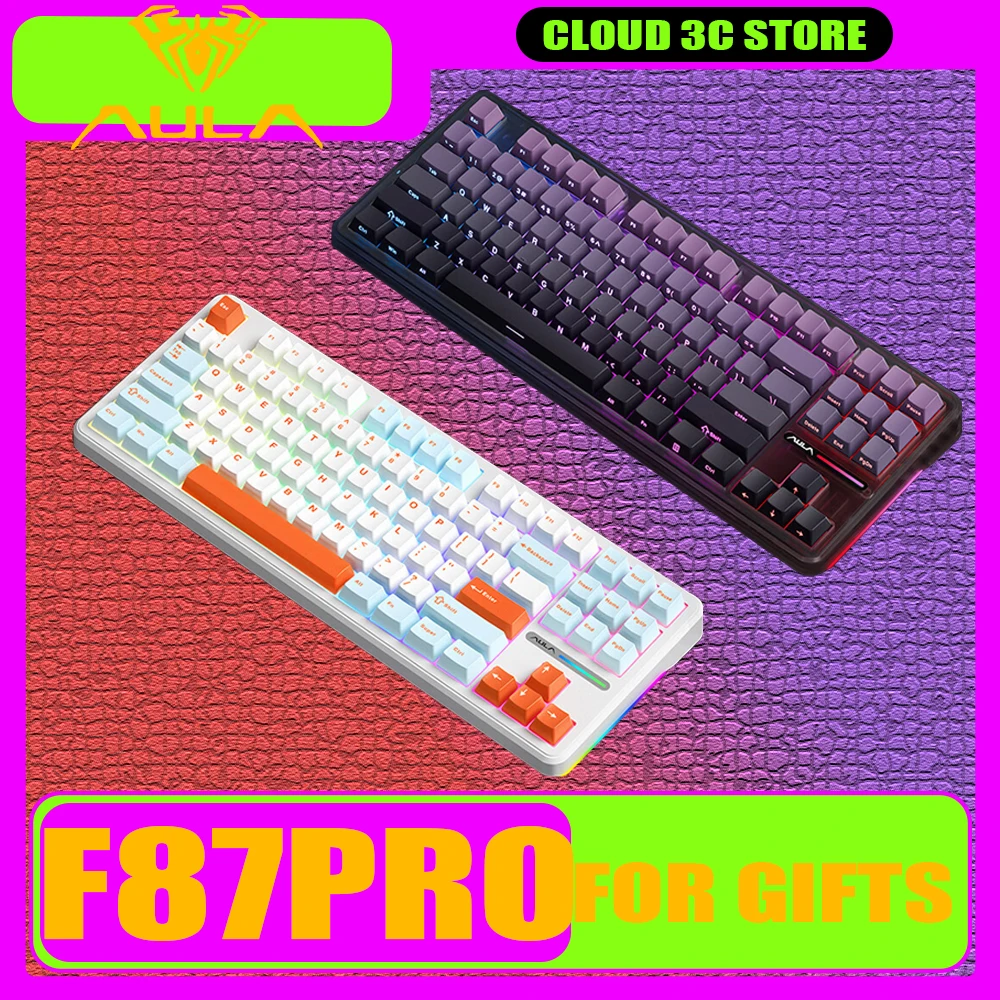 Aula F87 Pro Механическая клавиатура RGB с прокладкой для горячей замены трехрежимная