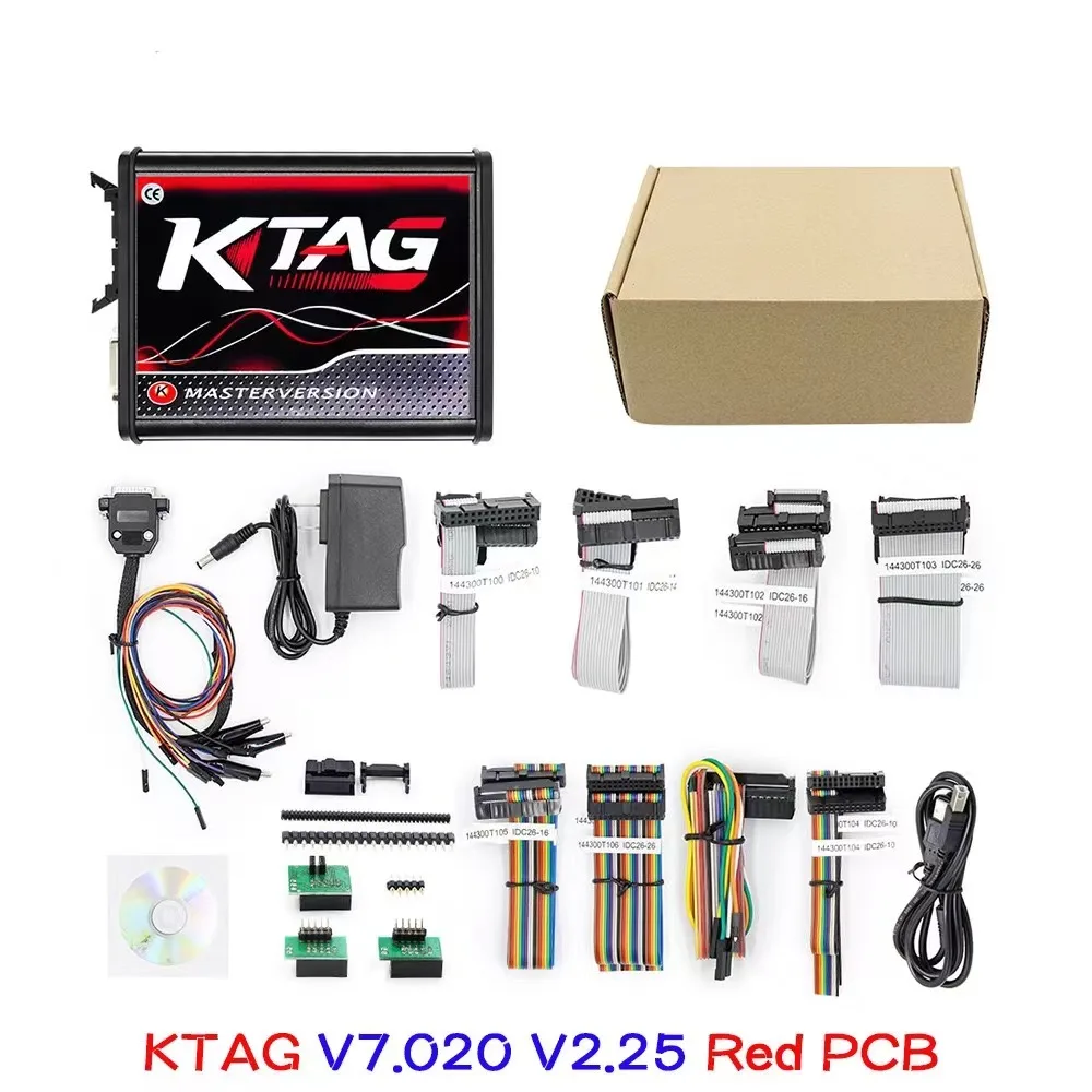 Программатор ЭБУ KTAG V7.020 V2.25, красный, с печатной платой