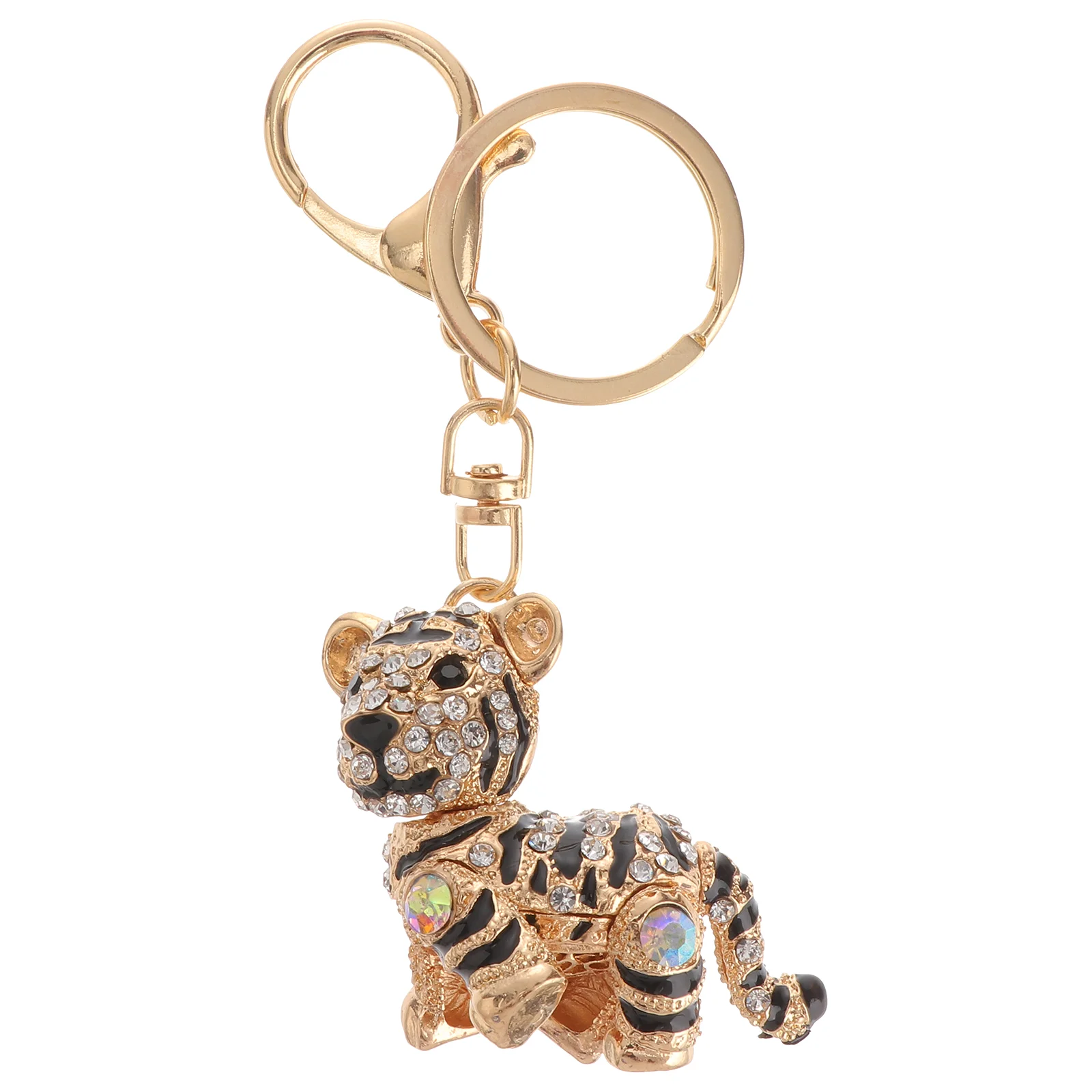 

1 шт. брелок в форме тигра, инкрустированный искусственным рисунком, Пряжка для сумки, брелок для автомобиля, подвеска для сумки