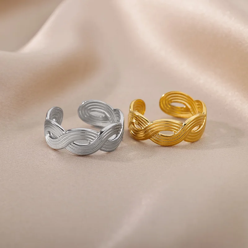 

Kpop Weaved Knotted Rings For Women Gothic Punk Ring Adjustable Finger Rings Vintage Jewelry Gift Bague
