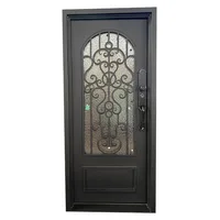 Luxury single metal security front entry doors home residential villa exterior black wrought iron safety entrance door design