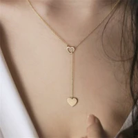 sexy heart shaped collarbone chain fashion simple peach heart love pendant womens y shaped necklace