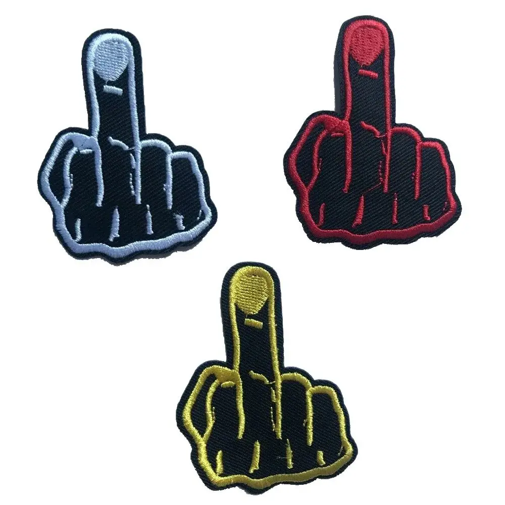 

New Arrival Finger Gesture Embroidered Patch Iron on Embroidery Applique Patches for Clothes DIY Decoration Accessories 1 Piece