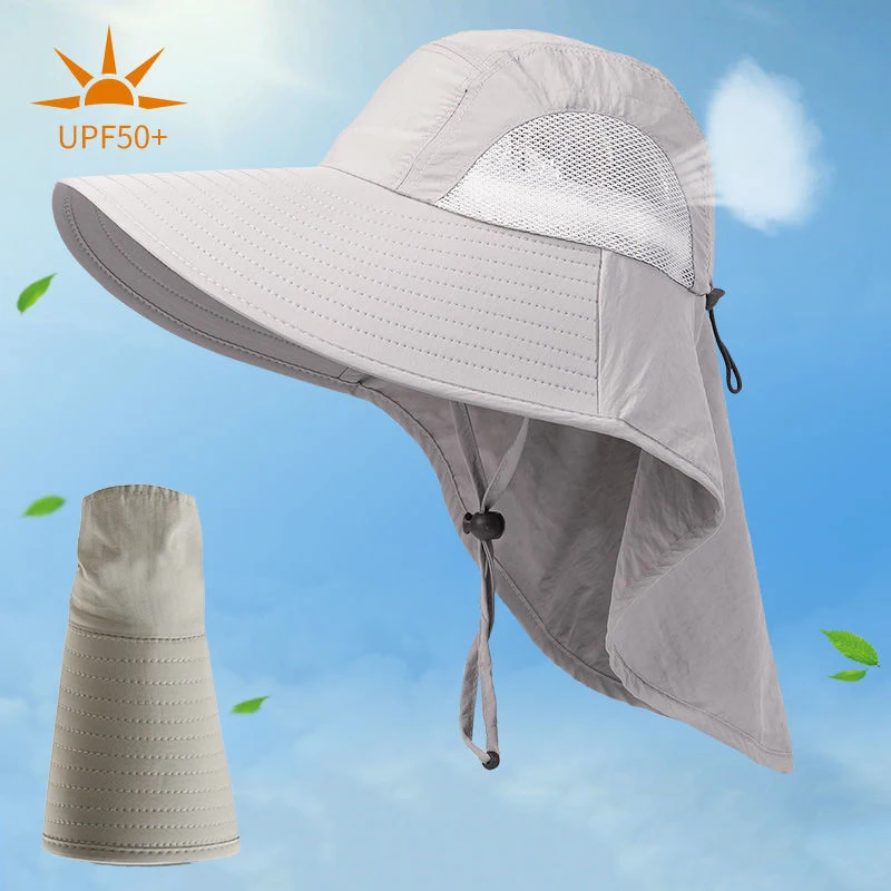 

Летняя Солнцезащитная рыболовная шляпа, летние дышащие кепки для кемпинга и пешего туризма, Солнцезащитная шляпа с защитой от УФ-лучей и накладкой на шею, Мужская Панама, шляпа