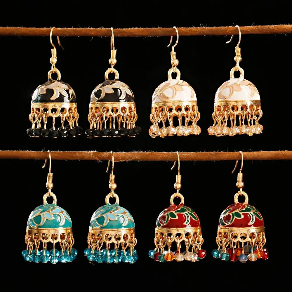 

Ethnic Hollow Flower Turkish Jhumka Earrings For Women Vintage Indian Jewelry Silver Color Bell Tassel Dangling Earrings 2023