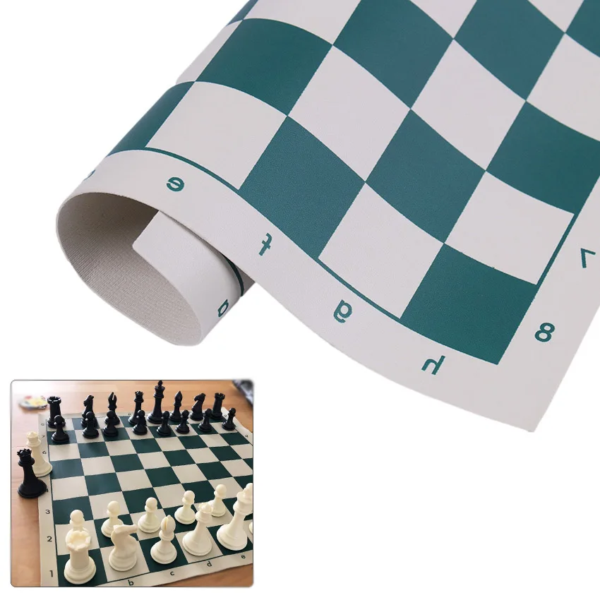 

34.5x34.5cm PVC Leather Tournament Chess Board For Children's Educational Games Entertainment Board Games Green Brown