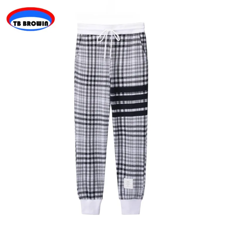 

TB BROWIN Thom Geometric Stripe Men's Pants Spring Autumn Fashion Four Bar Sports Pant Casual Drawstring Front Cotton Sweatpants