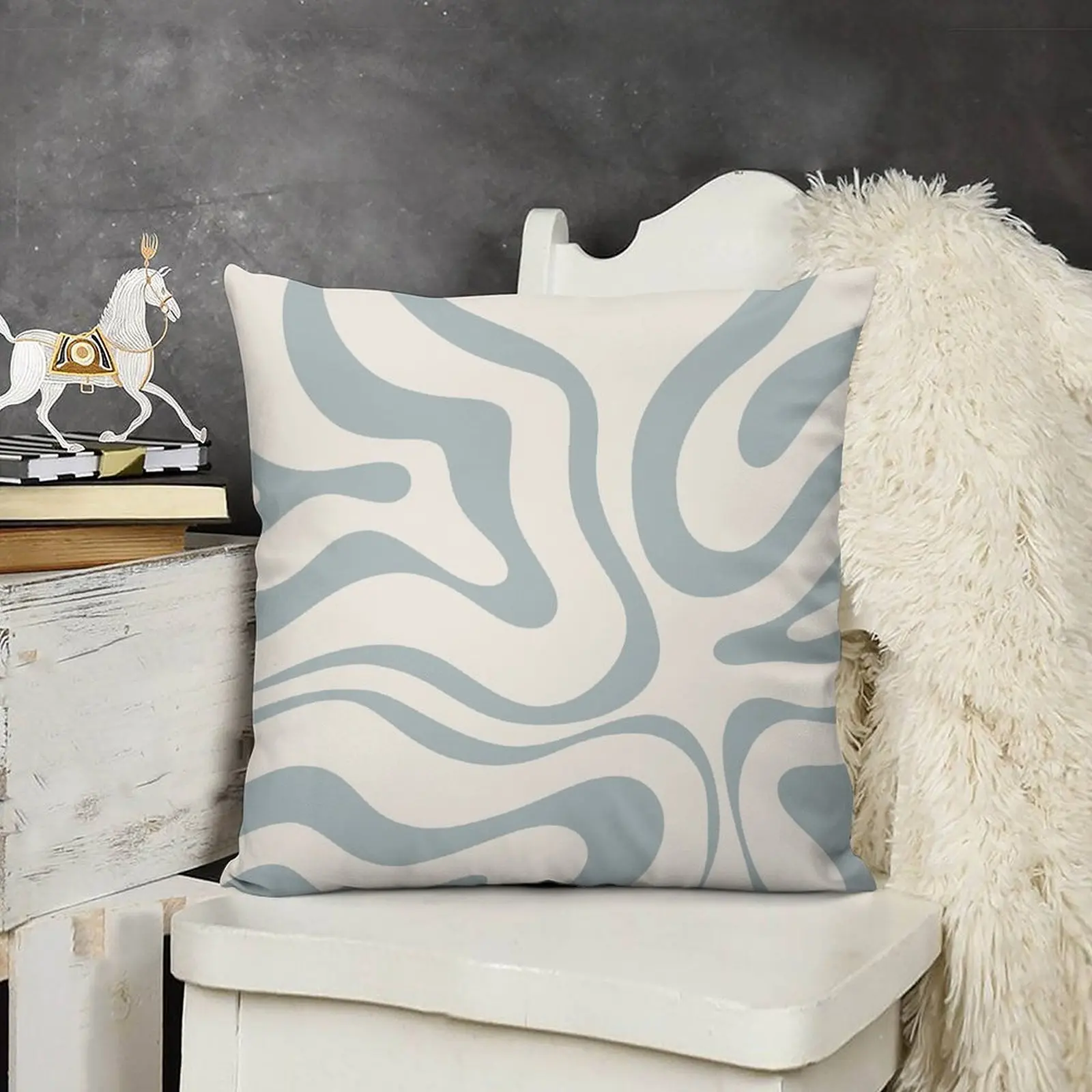 Современная подушка в стиле ретро с жидким крутящимся абстрактным рисунком цвет