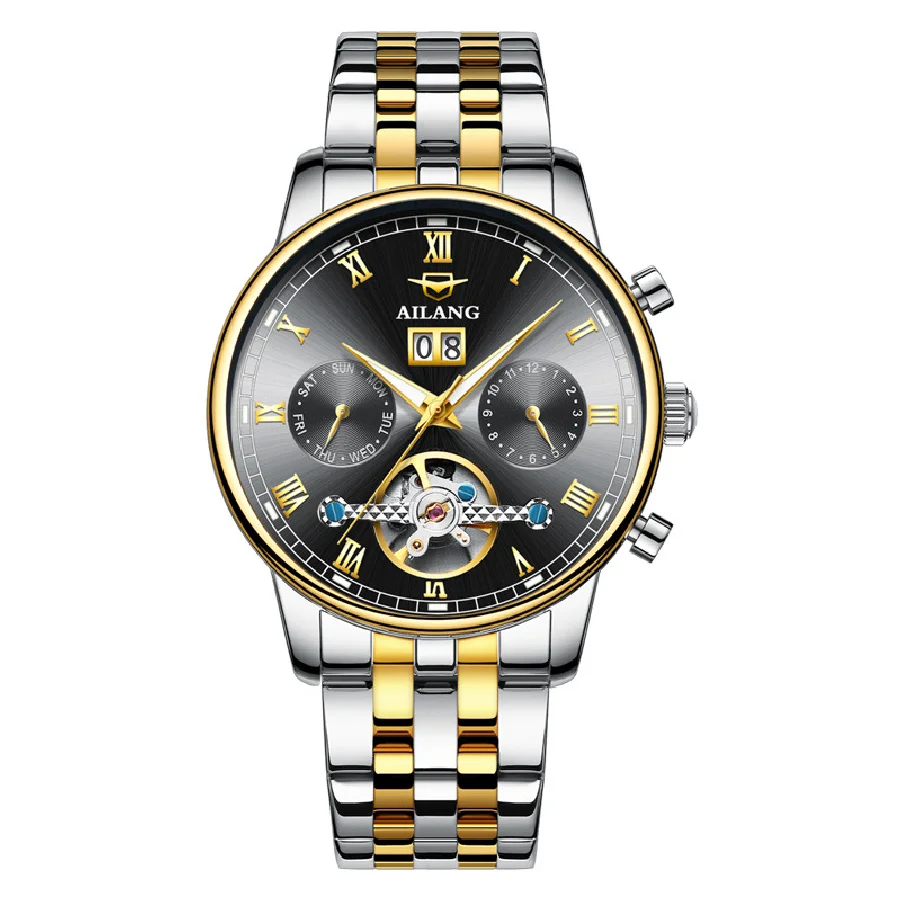 

AILANG Fashion Casual Stainless Steel Luminous Mechanical Men's Watch Waterproof Week Calendar Luxury Relogio Masculino 8823B