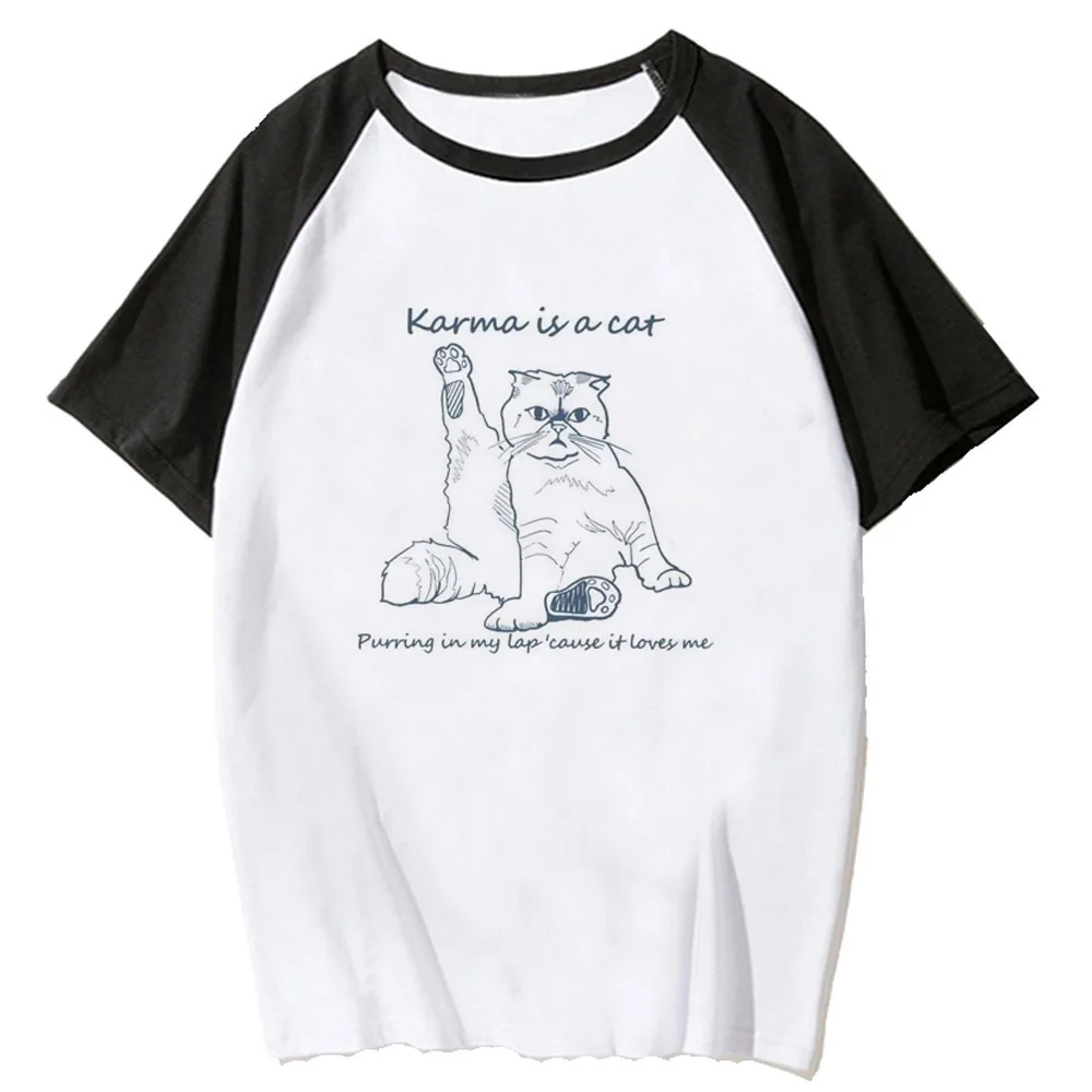 Kitten Cat Neko t-shirt teen Classic Comfortable Punk Graphic Trendy korean clothes Breathable kawaii Y2k streetwear