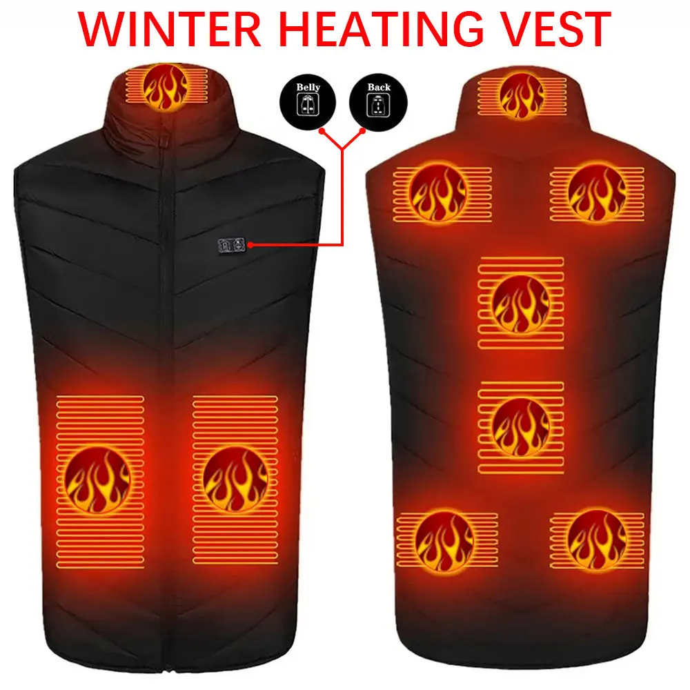 2-11 Areas Self Heated Vest Man Men's Heating Jacket Heated USB Powered Body Warm Heating Thermal Vest Women Winter Clothing