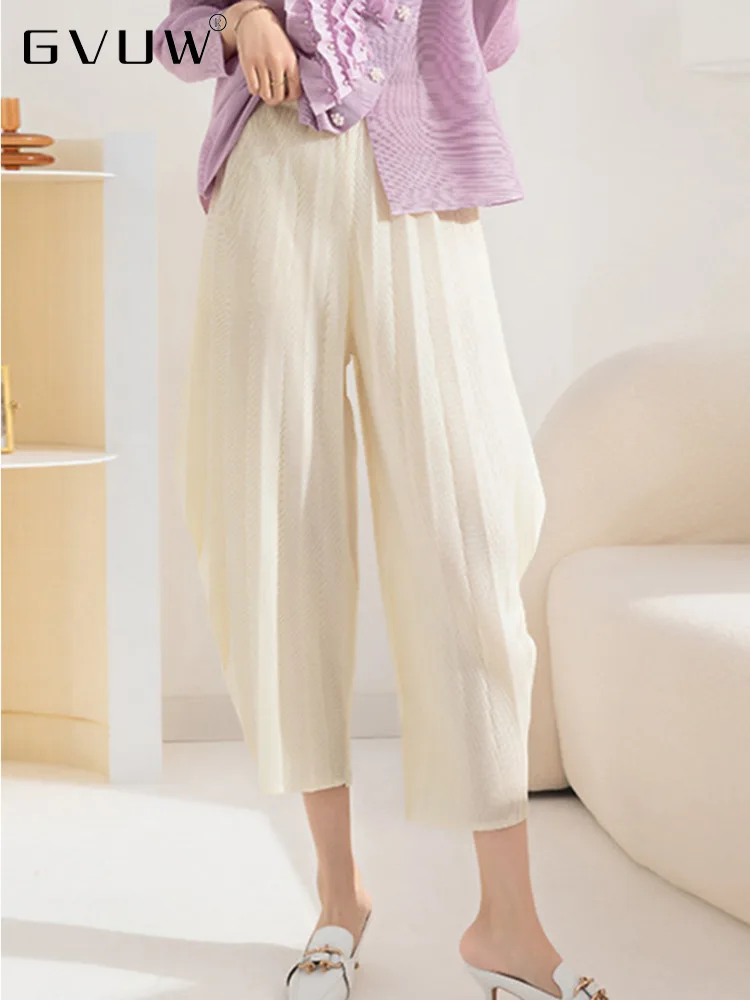 

Женские плиссированные брюки-карандаш GVUW с эластичной талией, однотонные Свободные повседневные брюки для женщин, новинка весны 2023, элеган...