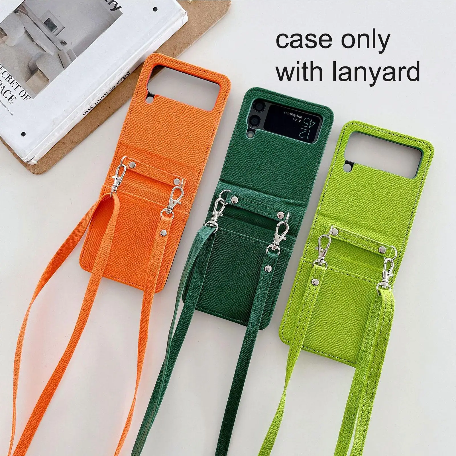 

Lanyard Integrated Shockproof Card Slot Leather Ultra-thin For Z Flip 4 5g Crossbody Chain Lanyard Cove T2q6