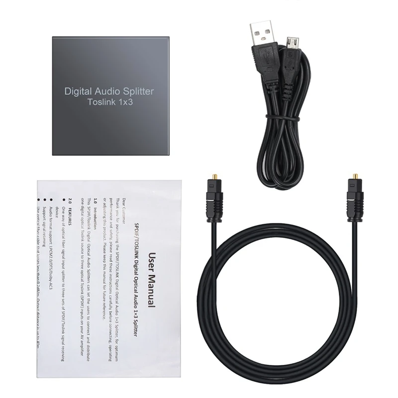 

HTHL-3 Way Spdif Toslink Optical Digital Audio Splitter 1 Input 3 Outputs Optical Splitter Support For LPCM2.0 DTS -AC3