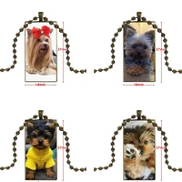 yorkshire terrier puppy dog for women girl gift fashion necklace handmade rectangle shape choker black hematite necklace