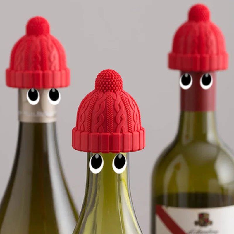 

Silicone Bottle Stopper Novelty Cork Replacement Beverage Beanie Cap Decorative and Wine Keeper Champagne Bottle Stoppers Gift