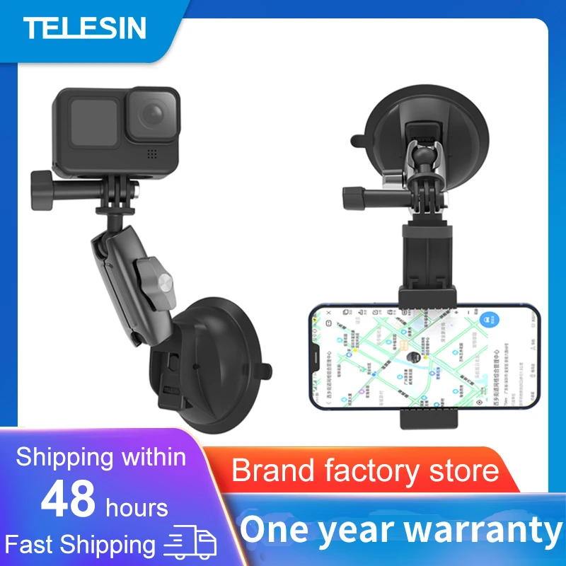 TELESIN автомобильный держатель телефона на присоске 360 ° регулируемый 1/4