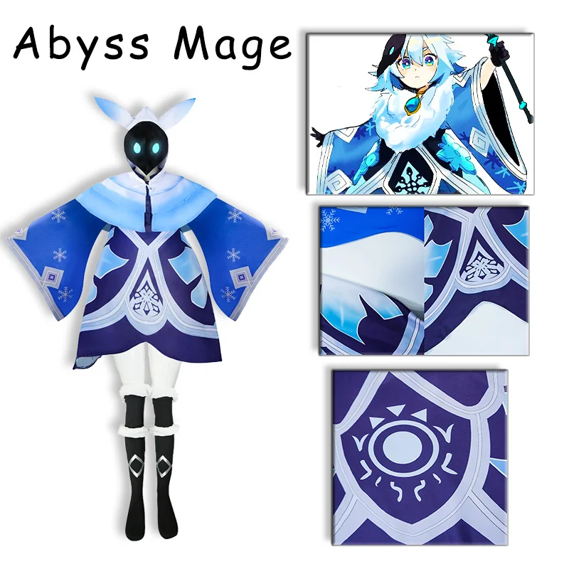 

Genshin Impact Abyss Mage Cosplay Ice Game Animation Corner Unisex Sets Halloween Party Costumes Anime Carnival Blue Cloak