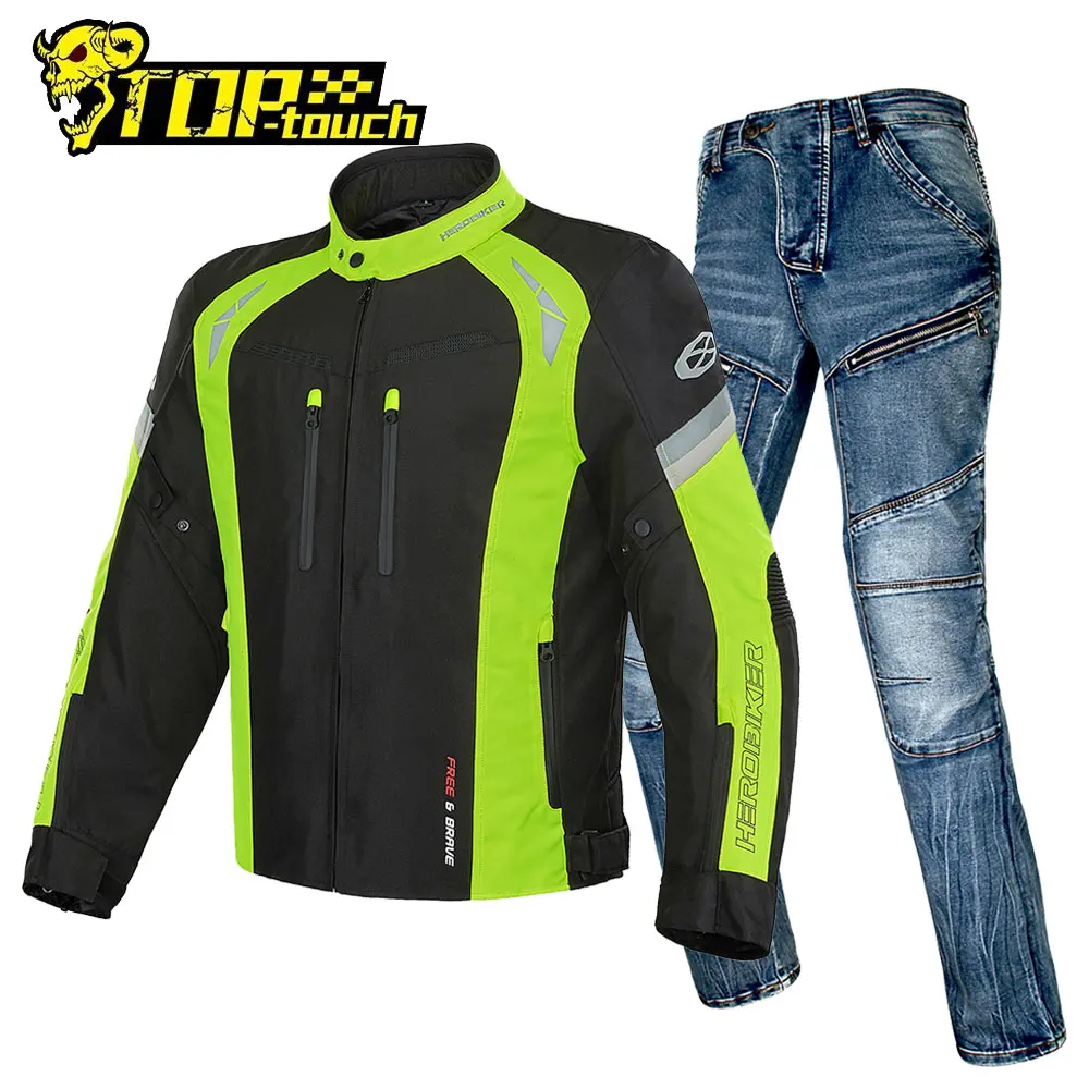 

HEROBIKER Men's Motorcycle Jacket Dualsport Enduro Motorbike Biker Waterproof Riding Racing Motocross Overcoat Textile Clothing