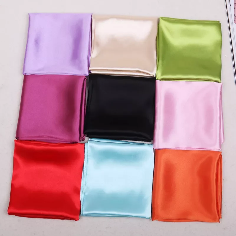 

Women Silk Feel Satin Square Scarf Small Plain Neckerchief Scarf Bandana