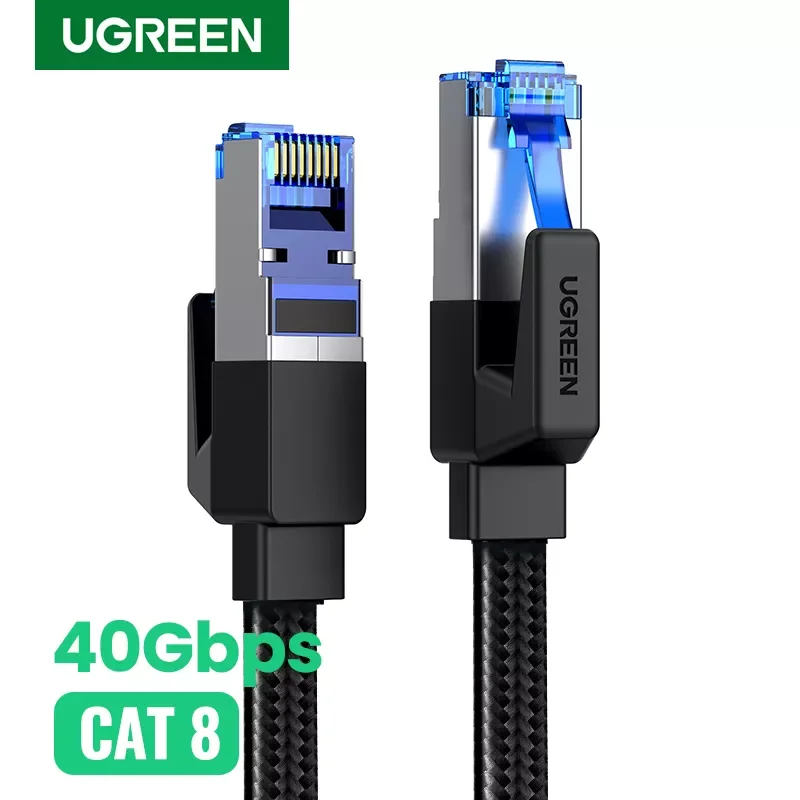 

UGREEN Ethernet Cable CAT8 40Gbps Cotton Braided CAT7 Network Lan Cord for Modem Laptops PS 4 Router 10m 20m RJ45 Cable Ethernet