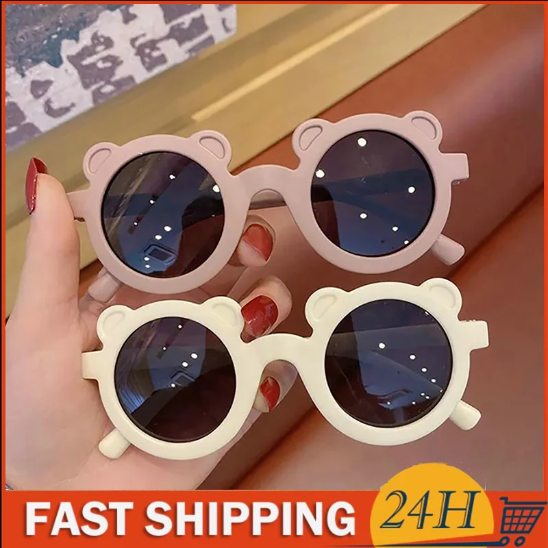 

New Kids Sunglasses Cartoon Bear Shape Girls Boy Children Sun Glasses Round Street Beat Eyeglasses Cute Baby Shades Eyewears Uv