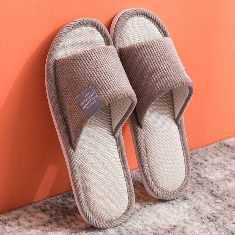 Home Slippers Women's Winter Cotton Linen Men's Couple Soft Soled Warm Slippers Comfortable Fashion  Women Slippers