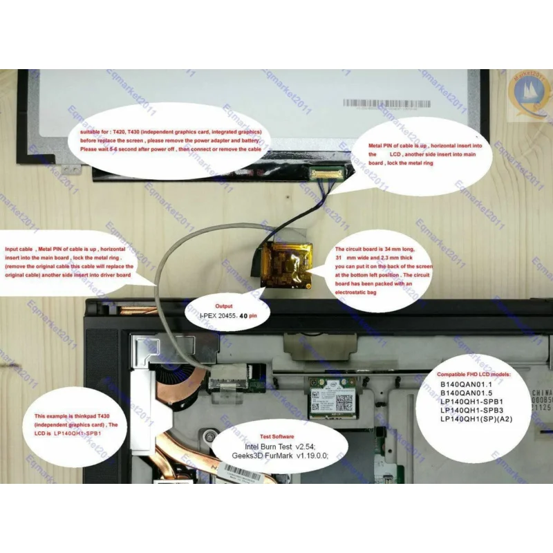 WQHD 2560x1440 1440p IPS экран комплект для платы контроллера ЖК-дисплея ThinkPad T430 T420