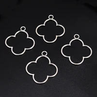 15pcs silver plated hollow metal flower pendant vintage earring accessories diy charms for jewelry crafts making p900