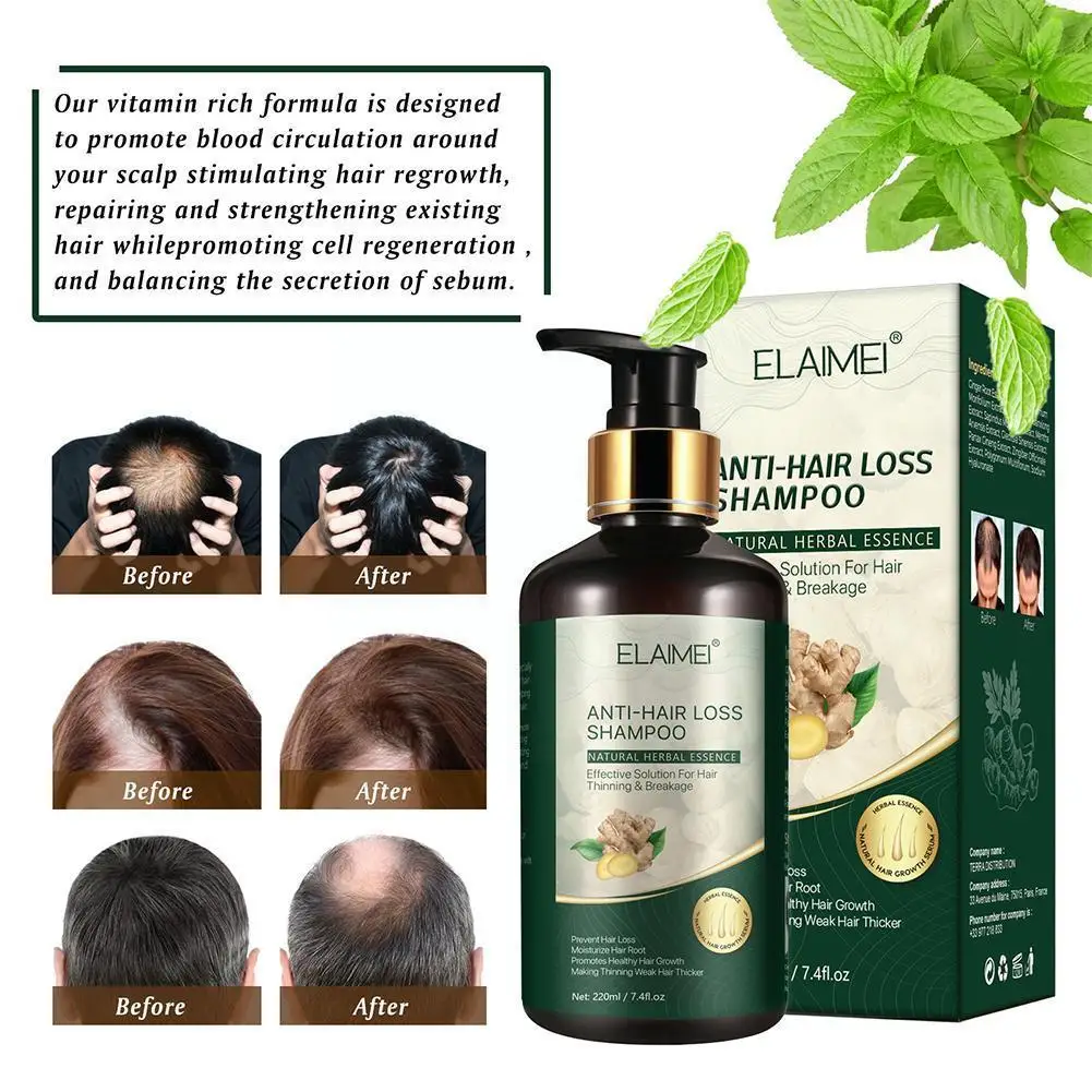 

220ml Ginger Shampoo Anti Hair Loss Chinese Repair Roots Prevent Hair Regrowth Herbal Conditioner Products Stro A7M8