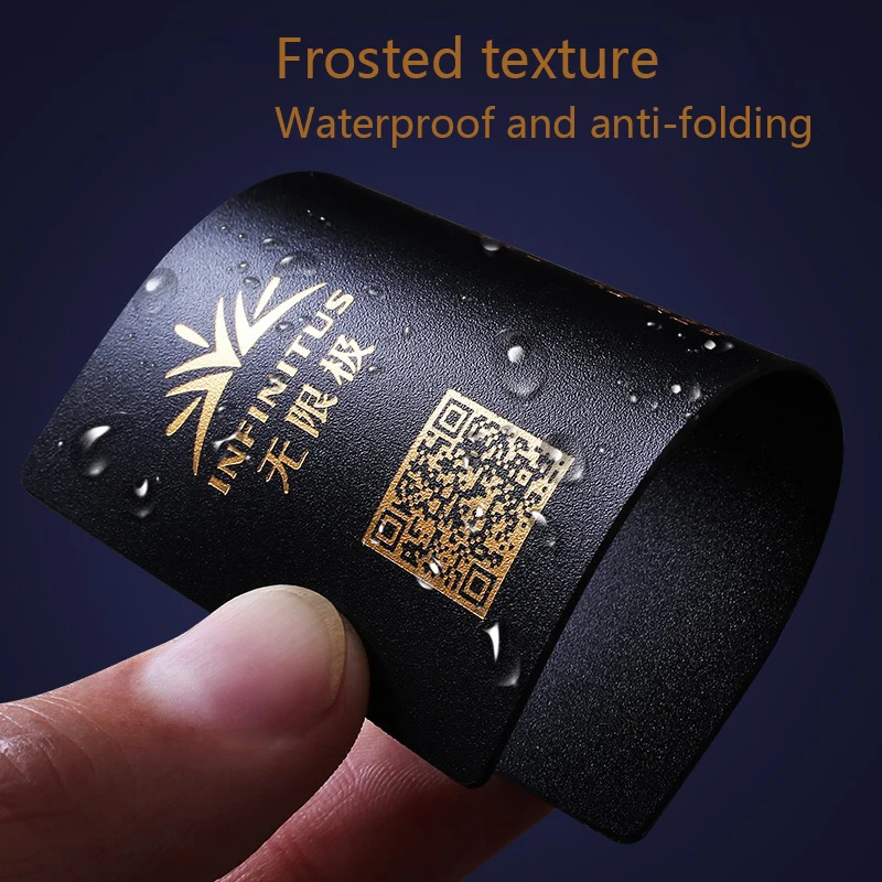 

200 шт., ПВХ, черные индивидуальные визитные карточки, красная, синяя, Золотая фольга, печать, персонализированные креативные подарочные карт...